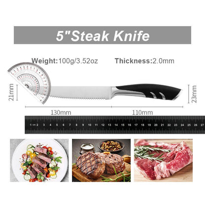 6-Piece Steak Knife Block Set High Carbon Stainless Steel Table Knife And Table Fork Set Double Forged Full Handle Dinner Knife