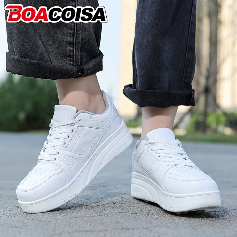 4 Wheel Skate Roller Shoes Foy Boys Casual Outdoor Sports Slide Shrink School Students Pulleys Sneakers Girls Walking Shoes