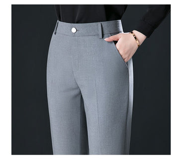 New Autumn Fashion Trousers Women's High Waisted Straight Suit Pants Loose Dress Pants Black Beige Grey Slacks Women Pantalones