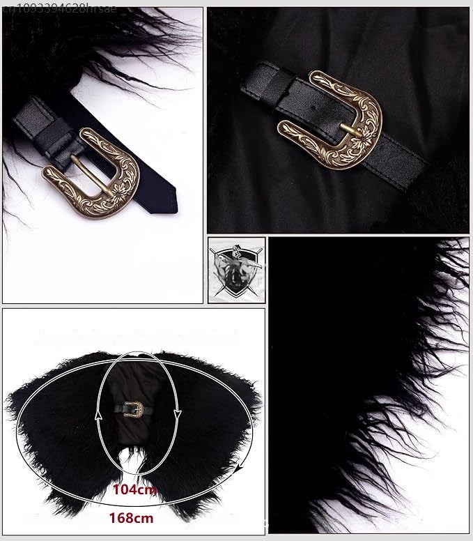 Fur Collar Winter Clothing King Warrior Cloak Viking Fur Shawl Medieval Warrior Artificial Fur Cloak Halloween Cosplay Costume