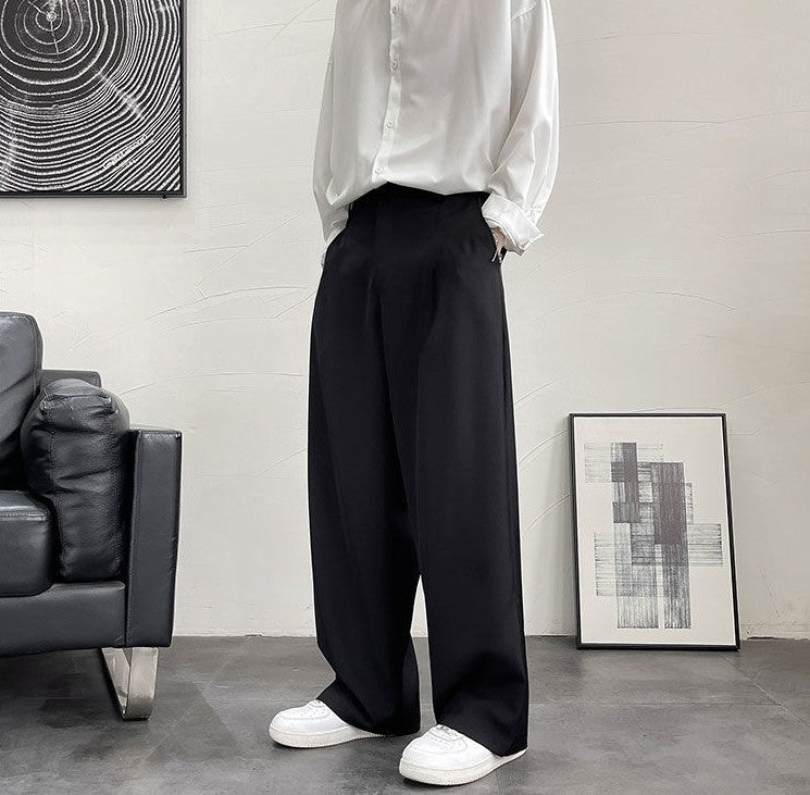 Trousers For Men Brown Fluid Draped Baggy Stylish Tailoring Summer 2025 Man Suits Pants Clothing Premium Thin Casual Up