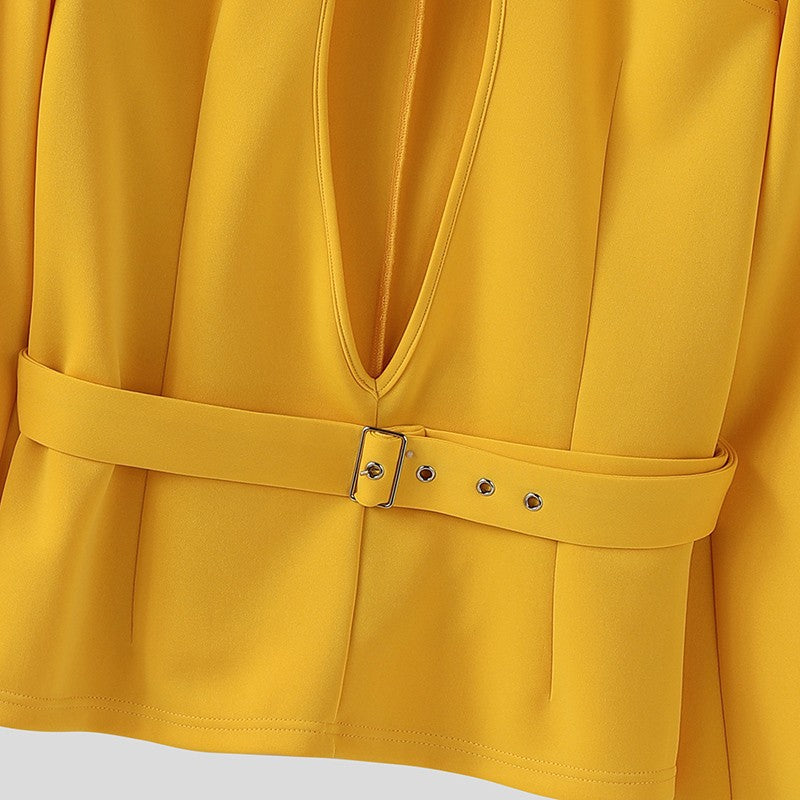 INCERUN Men Blazer Solid Stand Collar Long Sleeve Hollow Out Male Suit Streetwear Personality Fashion Casual Blazer With Belt