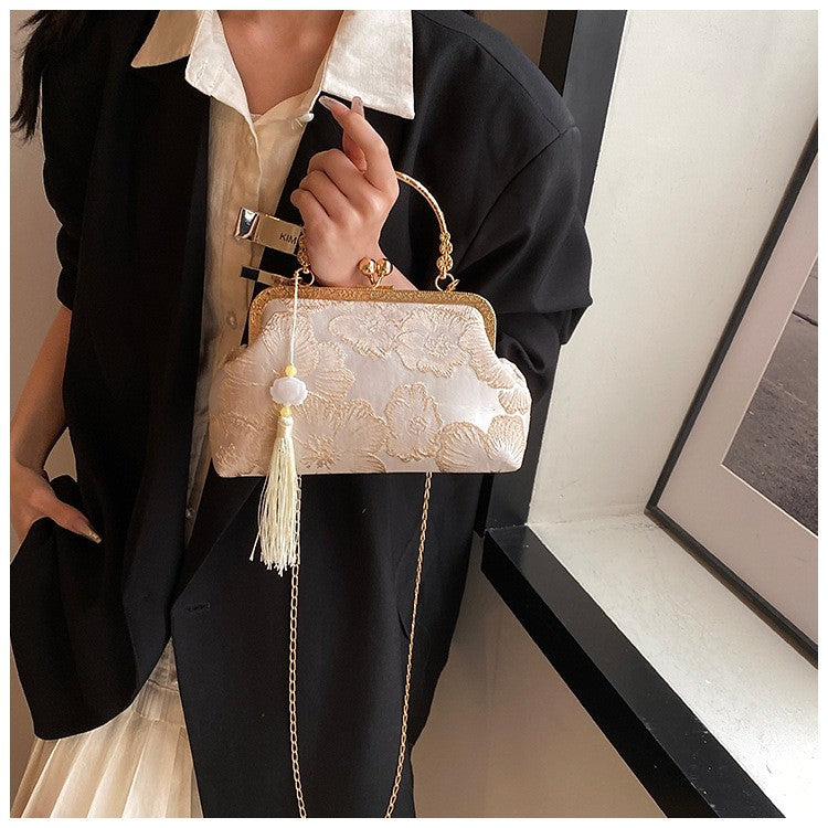 Chinese Style Embroidered Shoulder Bag Elegant Handbag Retro Small Square Bag Wedding Party Luxury Designer Women Evening Clutch