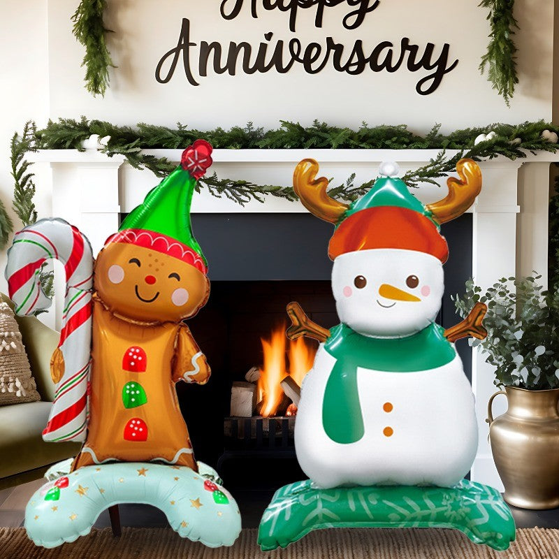Large Christmas Standing Balloons Christmas Aluminum Film Balloon Santa Claus Snowman Balloon for New Year Xmas Party Home Decor