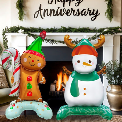 Large Christmas Standing Balloons Christmas Aluminum Film Balloon Santa Claus Snowman Balloon for New Year Xmas Party Home Decor