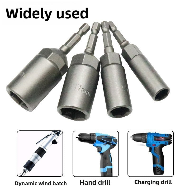 Conjunto de Bits de Impacto com Chave de Porca de 80mm de Comprimento e Profundidade 5.5-19MM Adaptador de Soquete para Ferramentas Elétricas Haste Hexagonal de 6.35MM