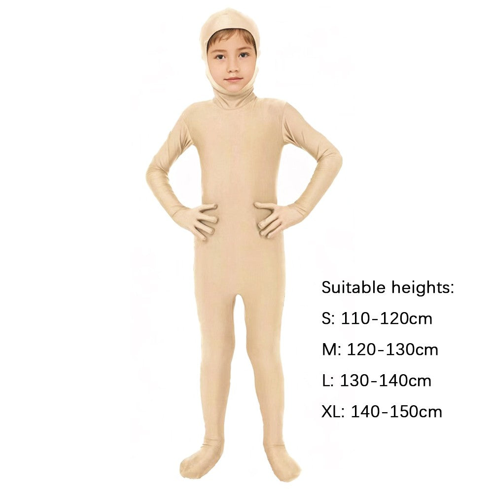 Kids Zentai Invisible Jumpsuit Cosplay Costume Bodysuits Halloween Carnival Skin Tight Suit Spandex Stretch Disappearing