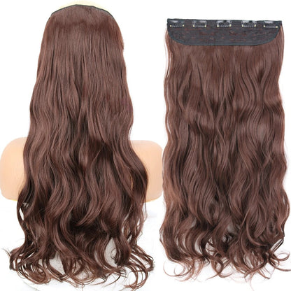 Extensão de Cabelo Liso Comprido de Fibra Sintética Resistente ao Calor com 5 Clipes 22"32" Preto Castanho Loiro