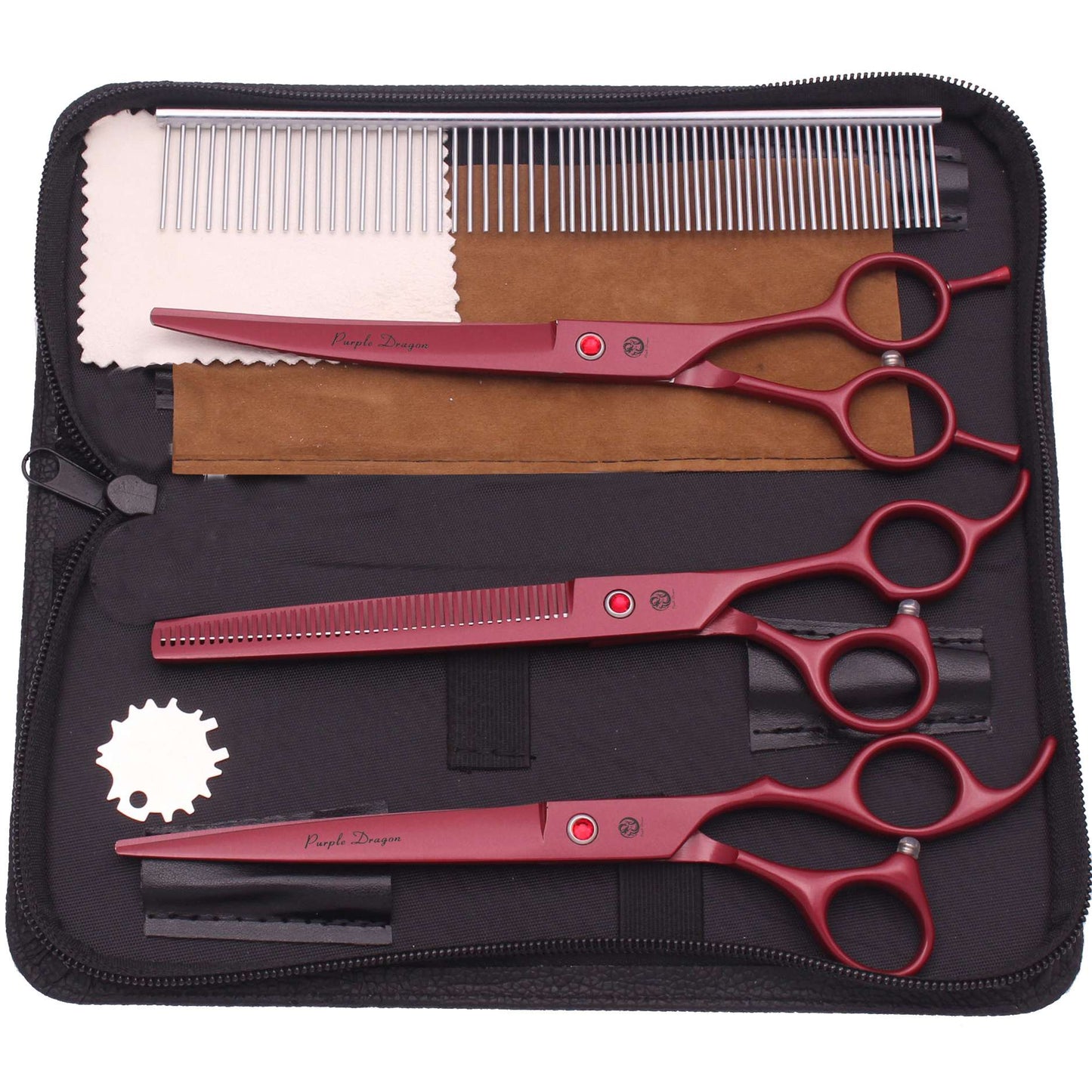 Dog Grooming Scissors Professional Stainless 7.5" Pet Hairdressing Scissors Dog Curved Scissors Thinning Shears Color Comb Z3088