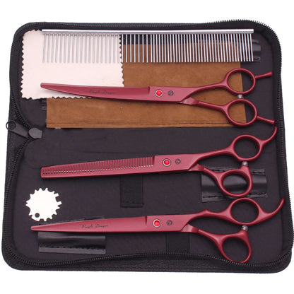Dog Grooming Scissors Professional Stainless 7.5" Pet Hairdressing Scissors Dog Curved Scissors Thinning Shears Color Comb Z3088