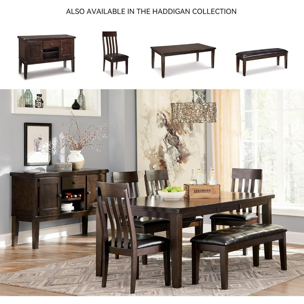 Ashley Haddigan Signature Traditional Rectangular Dining Table with Extension, Accommodates 8 Guests, Dark Brown Finish
