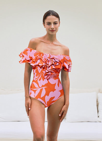 CPUTAN 3D Flower One Piece Swimsuits With Cover Up Sexy Swimwear Luxury Women Swim Suit Bath Suits Bodysuit Push Up Beachwear