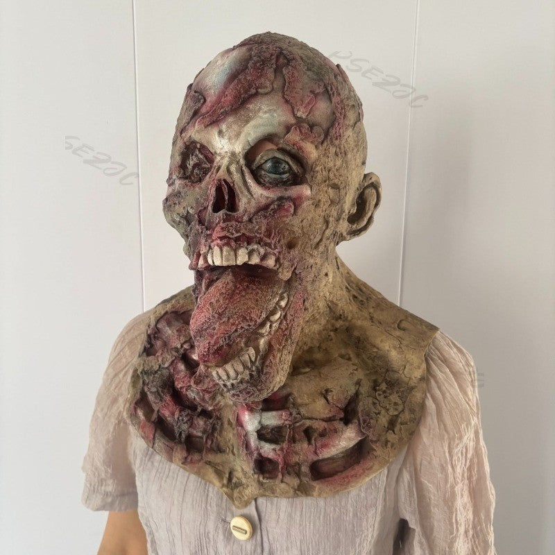 Halloween Ghost House Escape Room Terrifying Tongue Monster Headmask Mask Zombie Man Full Face Headmask