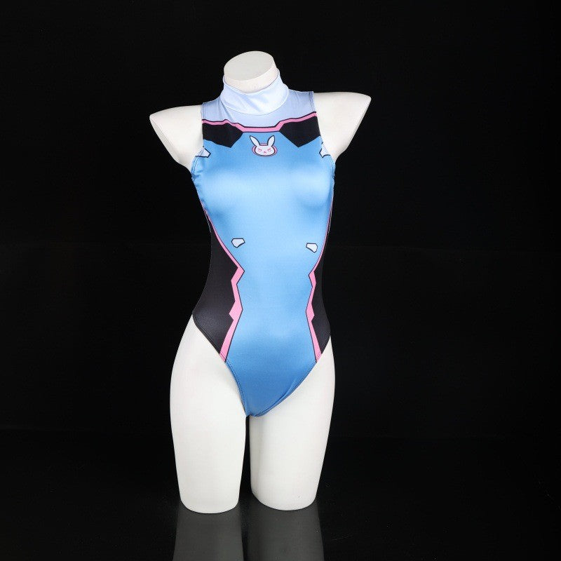 DVA Cosplay Swimsuit Game Printed Jumpsuit Women Sexy One-Piece Bathing Suit Halloween Costume