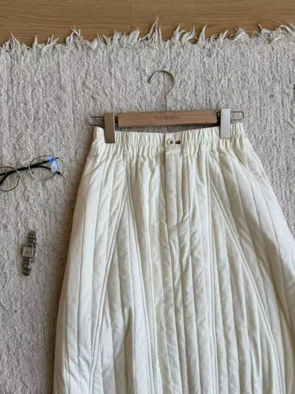 Thiened Cotton f Skirt Women's Retro Artistic Simple Match Mid-Length Cotton Skirts Commute Sle  And Pear Body pes