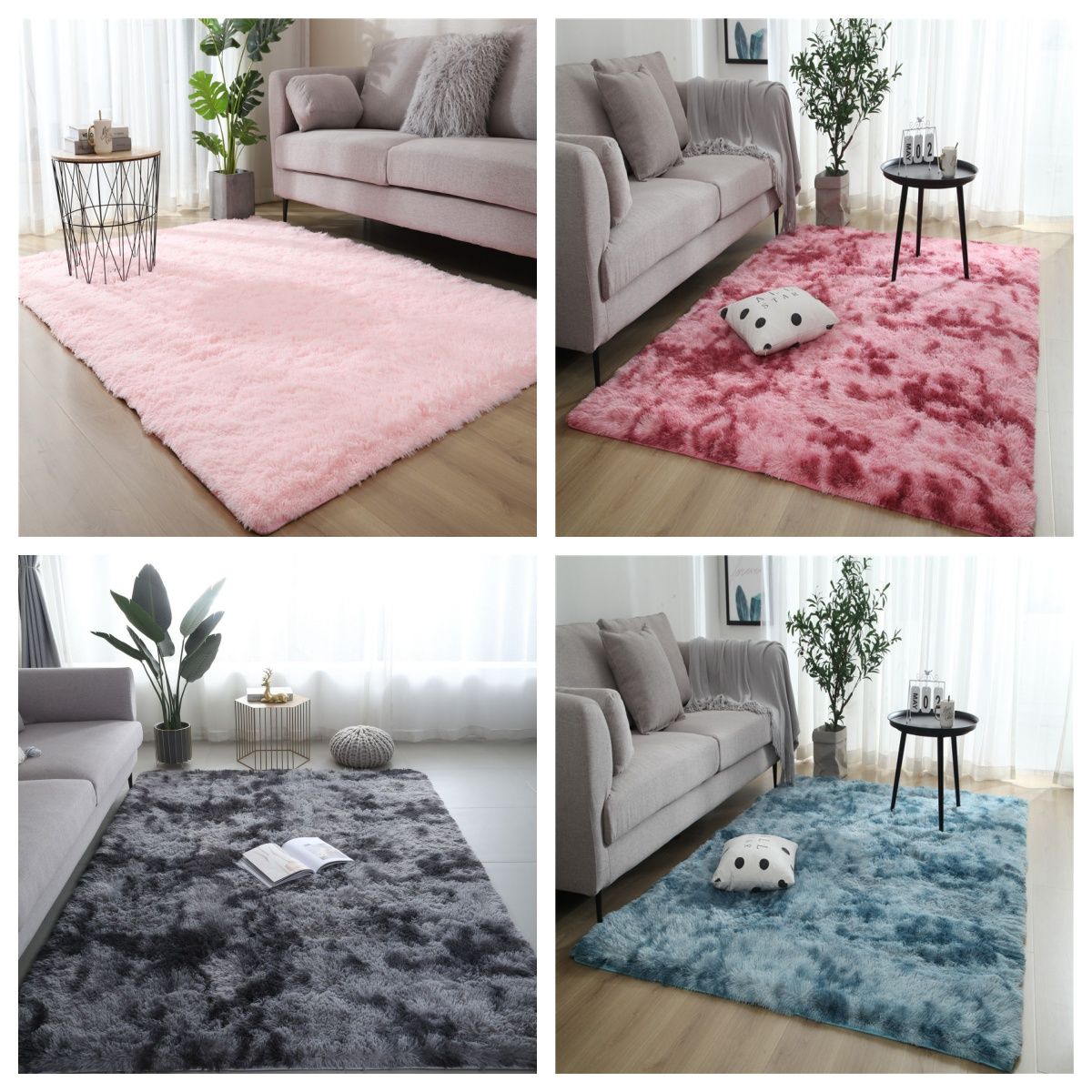 VIKAMA Tie-dyed Fluffy Carpets For Living Room Decor Bedside Rug Warm Plush Floor Mats Children's Room Play Mats Furry Carpet