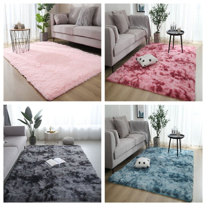 VIKAMA Tie-dyed Fluffy Carpets For Living Room Decor Bedside Rug Warm Plush Floor Mats Children's Room Play Mats Furry Carpet