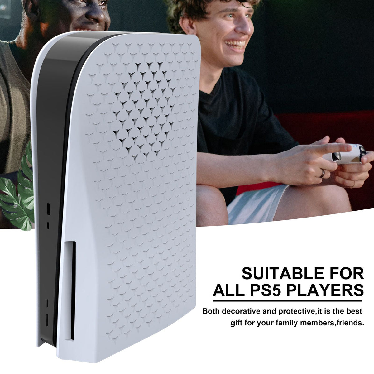 HONCAM PS5 Faceplate Premium ABS Cover Shell Disc & Digital Console Cover Plates, Anti-Dust Protective Shell Covers for PS5White