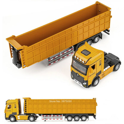 1:50 Miniatura de Caminhão Basculante Brinquedos Modelo 3 Portas Aberto Veículo de Engenharia Estendido Luz Som Carro Meninos Presente de Festival