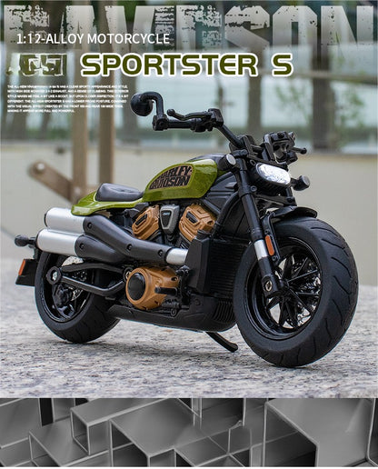 Simulação 1/12 Escala Harley Sportster S Moto Liga Modelo Moto Diecast Modelo Moto Corrida de Rua Presente Para Crianças