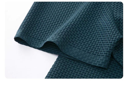 Summer New Men's Lop-up Hollow Short-sleeved Polo Tee Shirt Ice Silk Breathable Business Fashion T-Shirt Male Brand Clothes