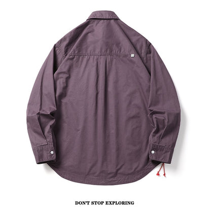 Oversize Cargo Shirts Men Japanese Streetwear Vintage Fashion Loose Casual Long Sleeve Cityboy Pure Cotton Button Shirts Blouses