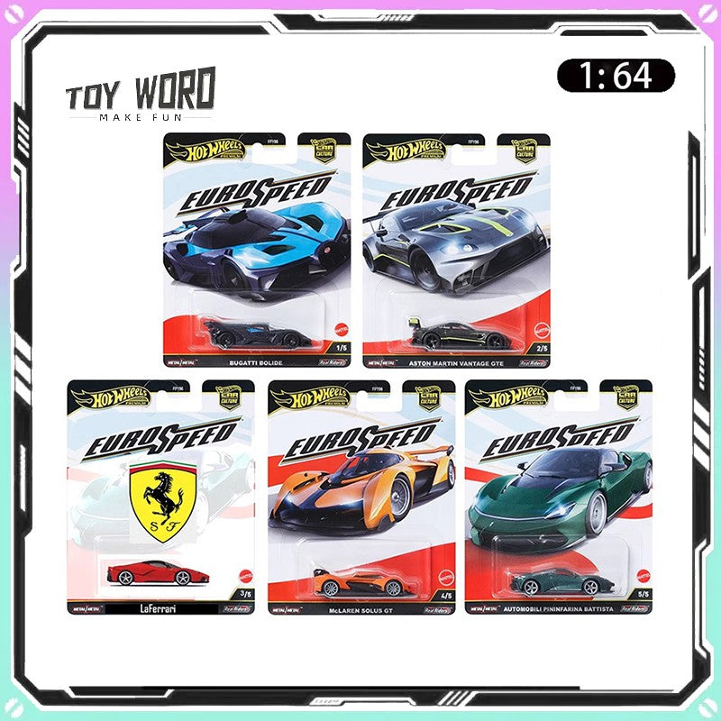 2025 New 1/64 Hot Wheels Car Model Car Culture L Case (Mix 6) Eurospeed Set Die-Cast Model Collection Alloy Car Model Toy Gift