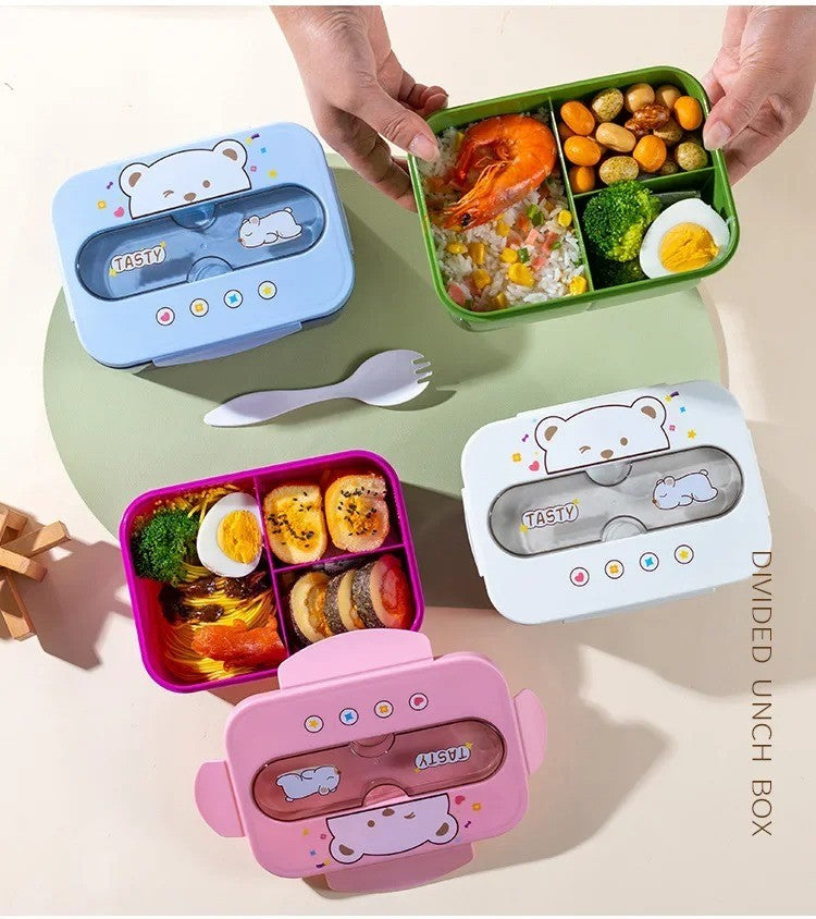 Conjunto de Copo Lancheira Infantil de Plástico Portátil 1200ML com Garfo e Lancheira Infantil com Copo de Água, Recipiente para Armazenamento de Alimentos