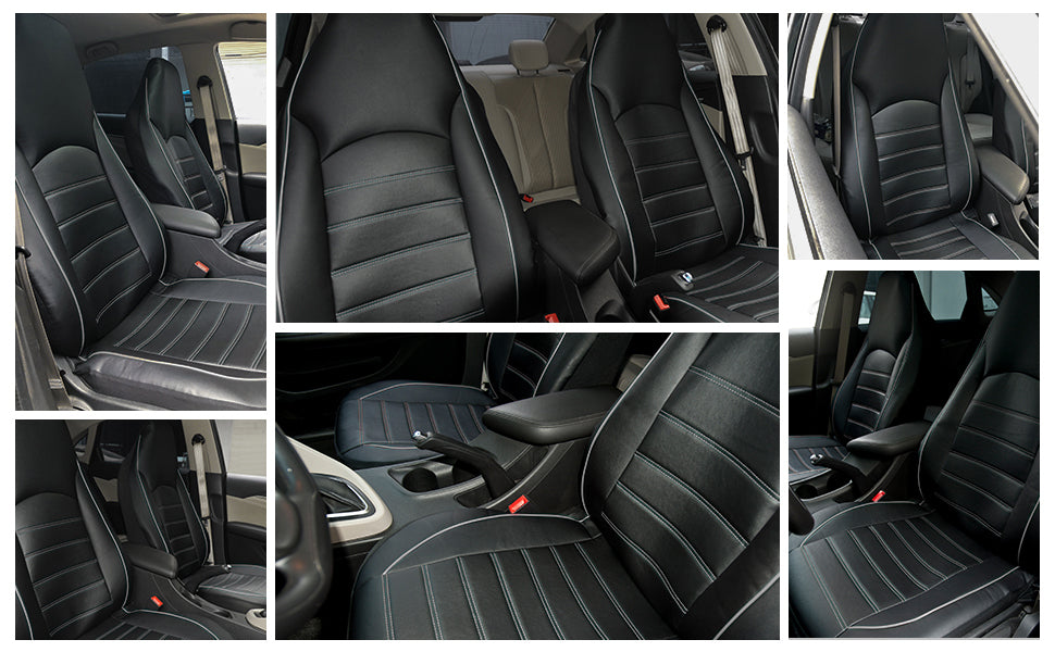 2pcs Universal PU Leather Car Full Seat Cover High Rear Bucket Seat Cover Suitable For Most Car Truck SUV Seat Accessories