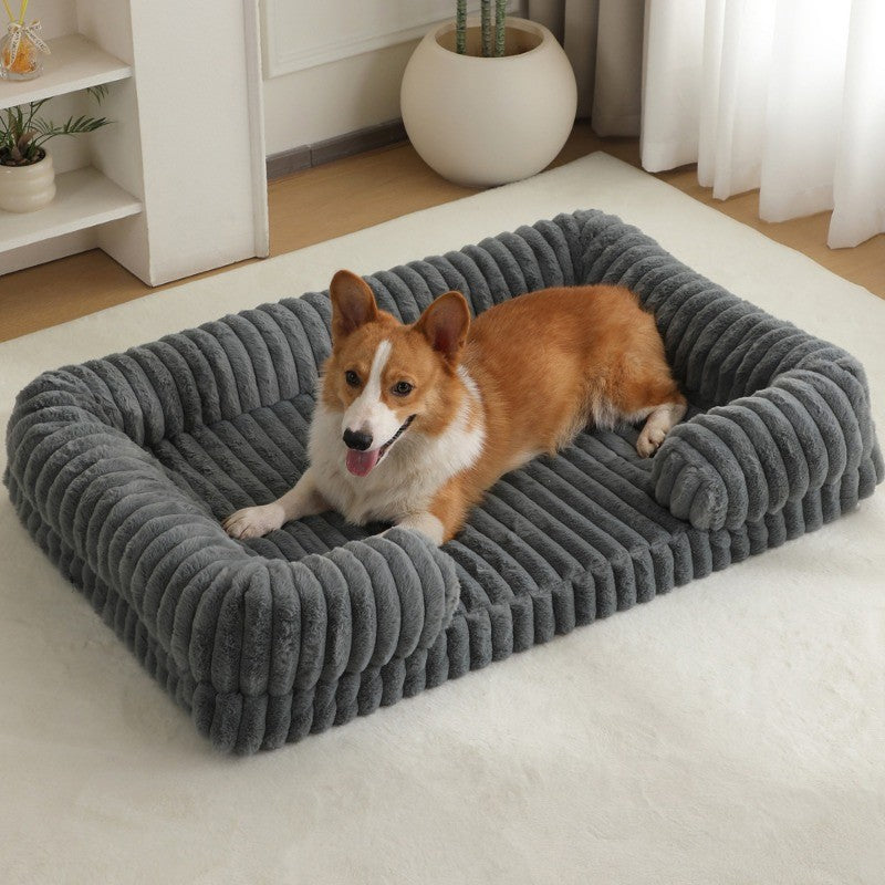 Cama Calmante para Cães Ortopédica em Espuma Viscoelástica Tamanhos P M G GG GGG Sofá com Capa Removível e Impermeável e Tapete de Pelúcia para Cães de Pequeno, Médio e Grande Porte