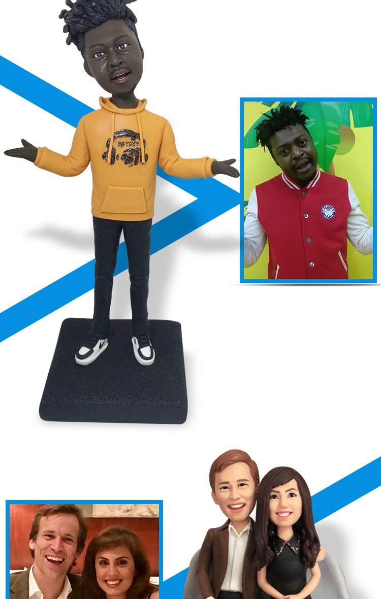 Bonecos Bobblehead Personalizados Feitos à Mão, Bonecos de Argila Personalizados Estatuetas Escultura a partir de foto, Presente de Natal para o Marido
