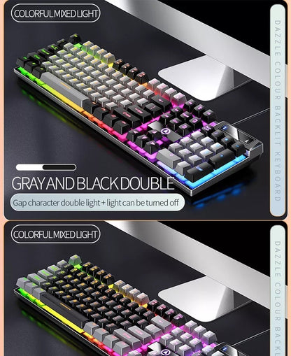 K500 Pink Keyboard Mixed Color White Pink Keycaps 104 Keys Wired Gaming Keyboard for Laptop PC