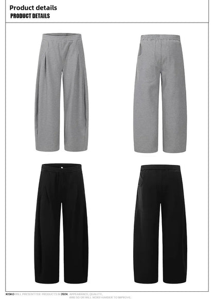 Calças Casuais Masculinas de Perna Larga com Design Desconstruído Americano Calças de Moletom Esportivas Primavera Outono Calças Compridas Versáteis da Moda
