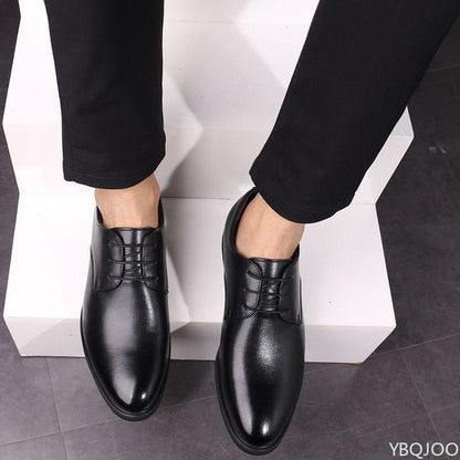 2025 Male Business Formal Wear Casual Shoe Men's Breathable Leather Shoes Black Soft Leather Soft Bottom Spring Best Man Homme