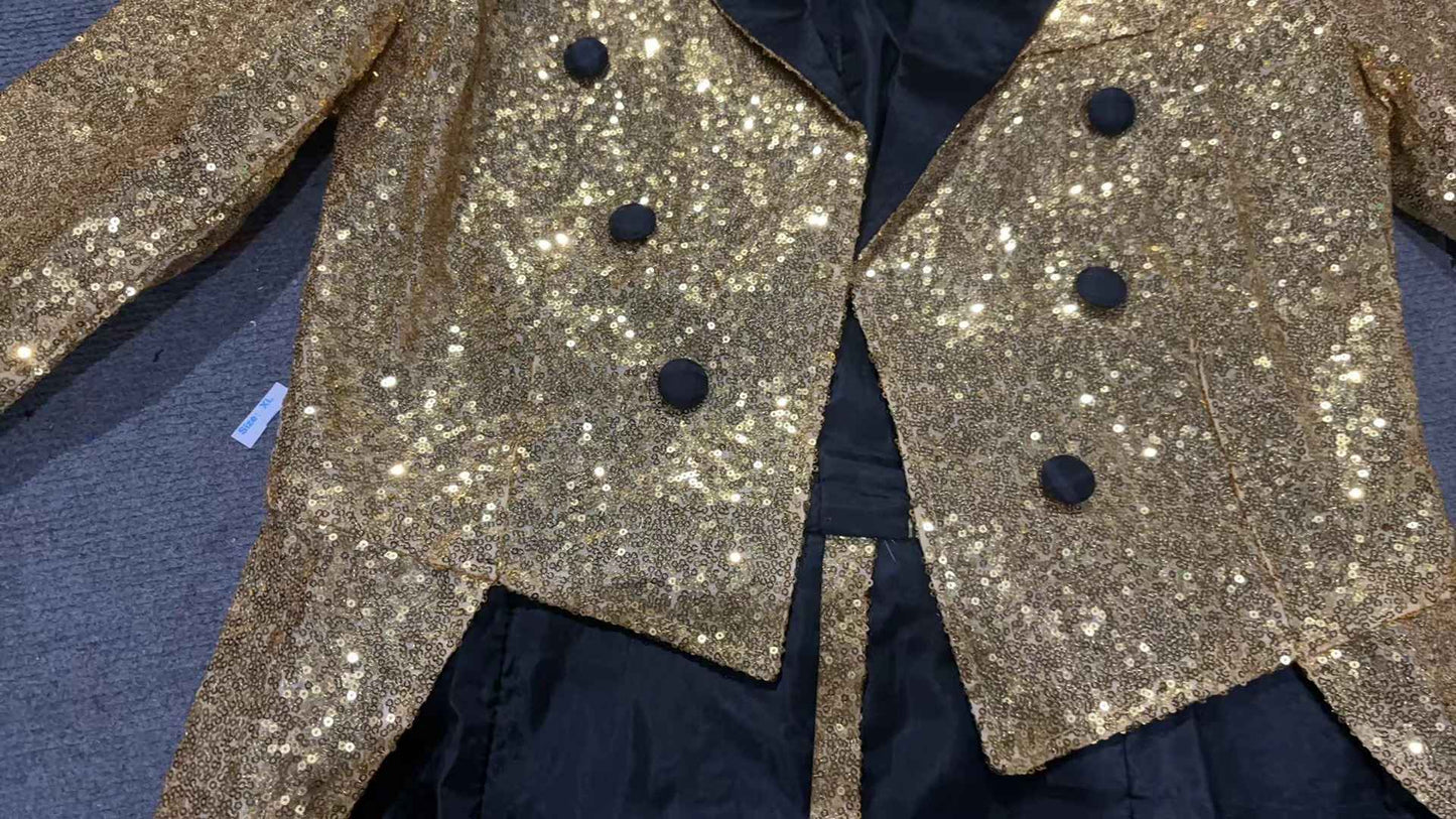 Fashionable Tailcoats for Men's Party Stage Banquets Nightclubs Performances Sequins Designs Slim Fit Blazer Masculino