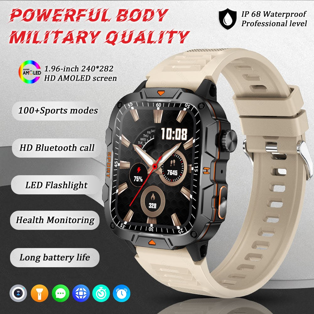 2025 Novo Para Xiaomi Militar Grau Smart Watch Masculino Tela AMOLED de 1.96" 5ATM À Prova D'Água Esportes Rastreador de Fitness Chamada BT Smartwatch