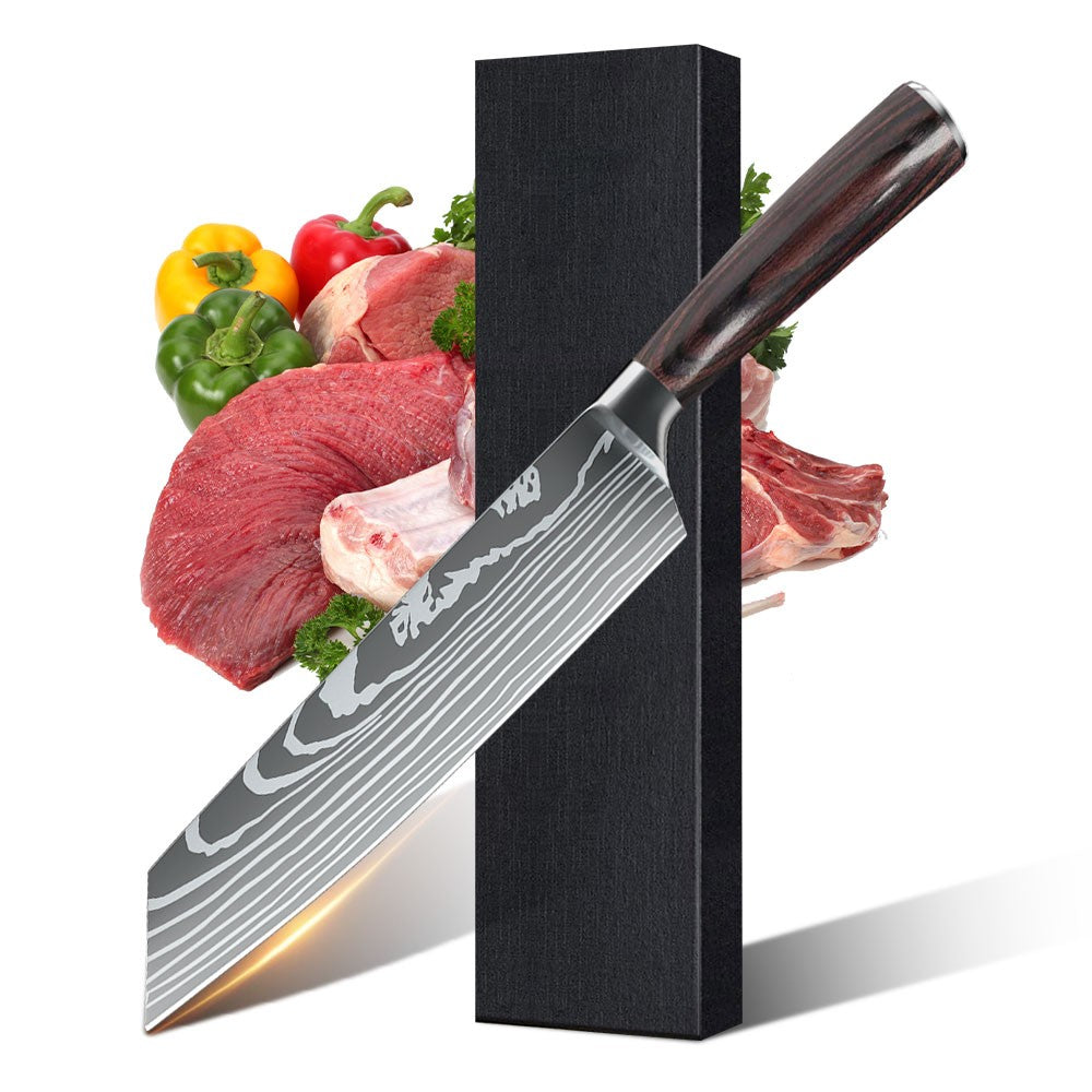 MDHAND Faca de Cozinha 8 Polegadas Aço Carbono Alto Forjada à Mão Faca de Chef Afiada Cutelo de Carne Legumes Faca de Cozinha Profissional