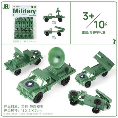 ViiKONDO Bonecos Soldados Exército Brinquedos Modelo Veículo Militar Acessórios Jogo de Guerra Tanque Radar Lançador de Mísseis Artilharia Caça Quartel Ponte