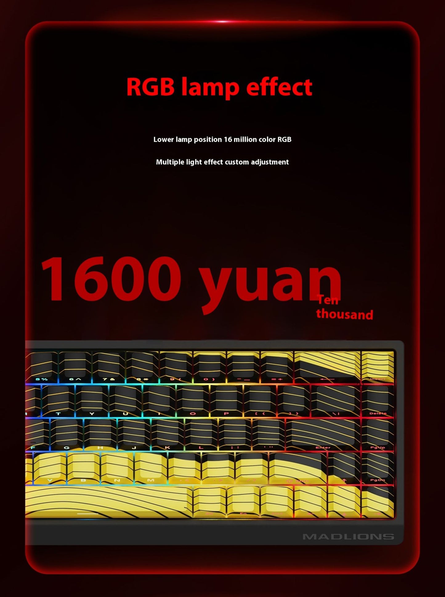 Teclado FGG Original MADLIONS Mad 60/68 HE E-sport com Switch Magnético 0.02 RT 8K HZ Com Fio RGB Hot Swap Latência 0.125ms Personalizado