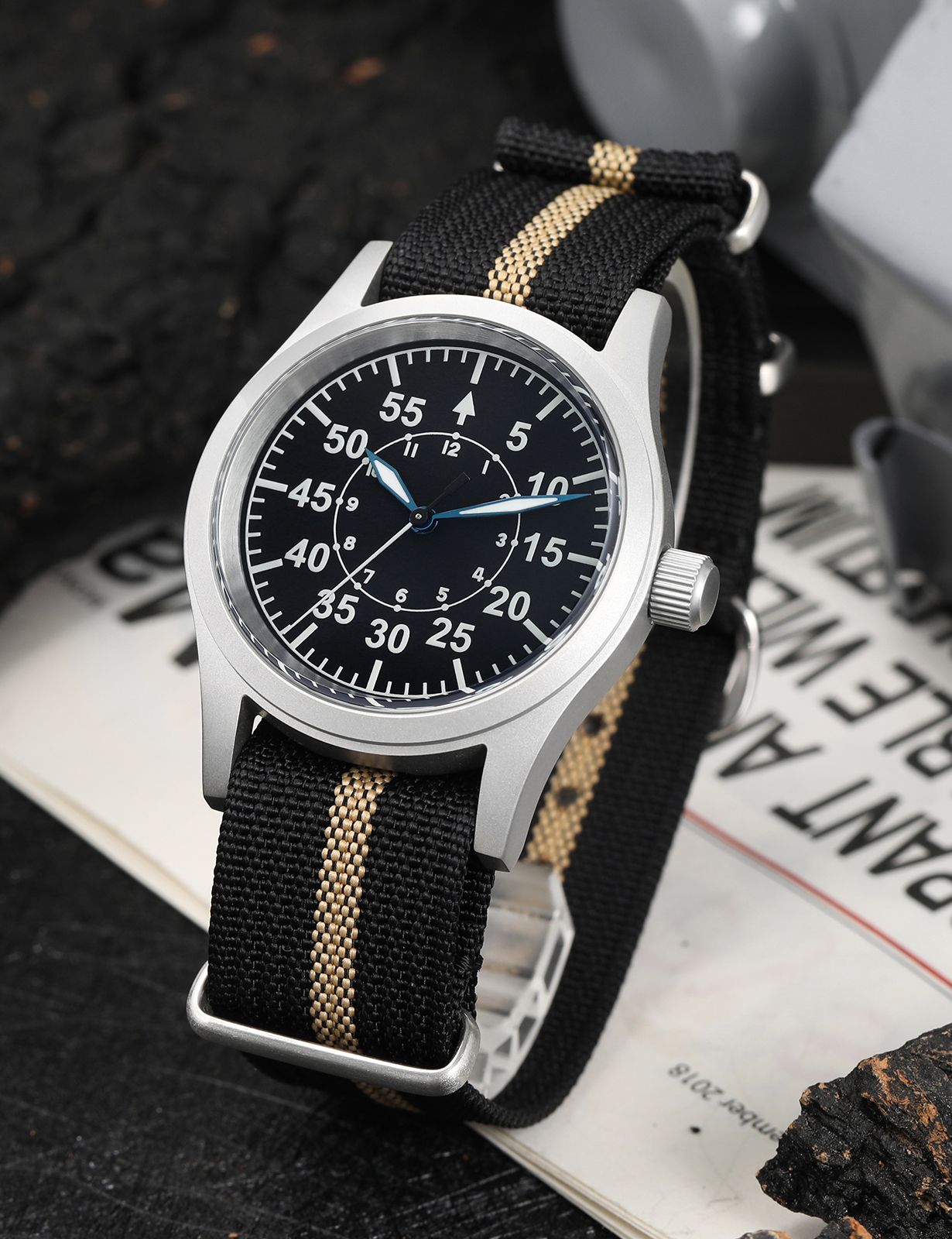 Militado Ml05 Vintage Field Watch VH31 Sweep Second Quartz Movement Sapphire Crystal High Clear AR Coating Luminous 38Mm Watches