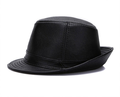 2025 Men Fashion Caps Autumn Winter Warm New Cowboy  100% Real Cowhide Leather Hats Men Real Genuine Cowhide Leather Top Hats