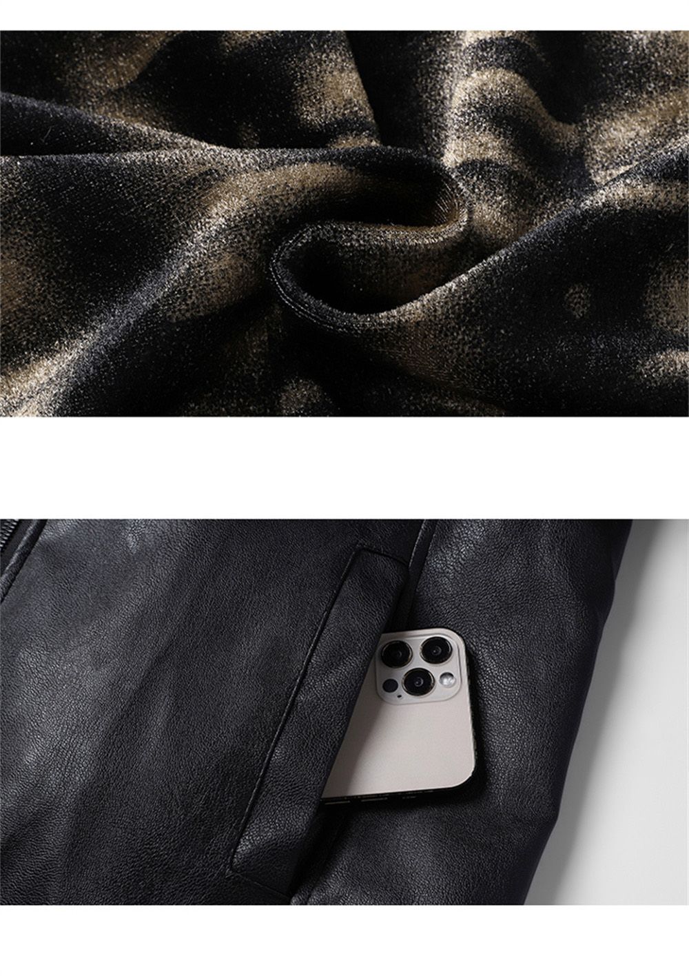 2025 New Men's autumn thin velvet leather jacket, warm and retro men's motorcycle jacket, outdoor casual PU leather jacket