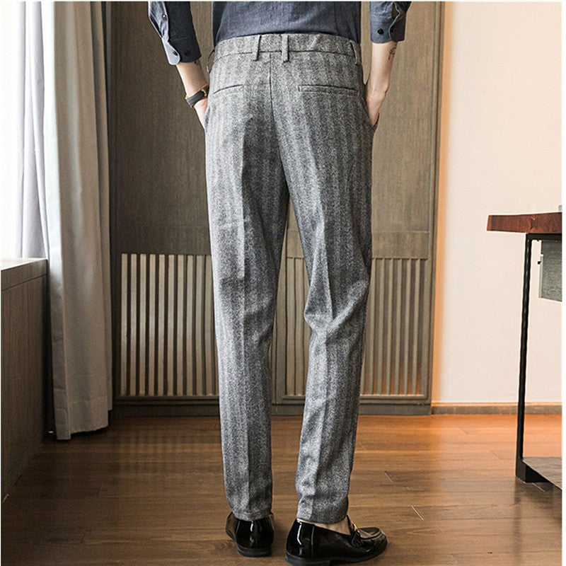 New Autumn Men's Gray Pants, Fashion Casual Trousers, Asian Size 28-36 Slim Suit Pantalon for Men