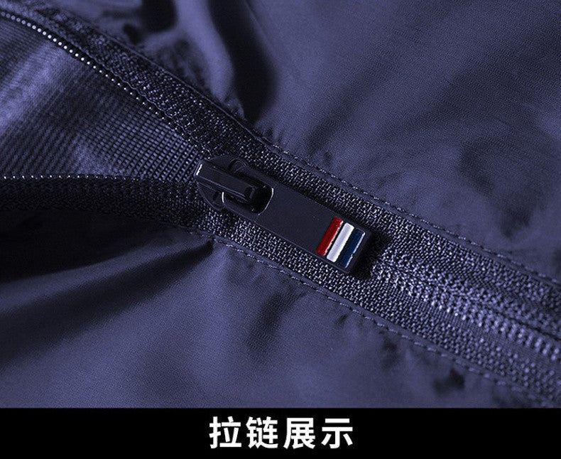 2025 Autumn Windproof Jacket Men's Trendy Solid Color Zipper Pocket Windbreaker Coat Casual Camping Jogging Loose Hooded Jackets