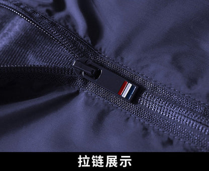 2025 Autumn Windproof Jacket Men's Trendy Solid Color Zipper Pocket Windbreaker Coat Casual Camping Jogging Loose Hooded Jackets