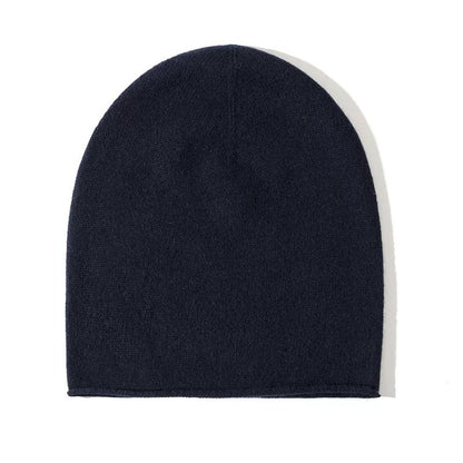 100% Cashmere Beanies Stocking Cap Women Men Seamless Knitted Woolen Hat Soild Colour Autumn Winter