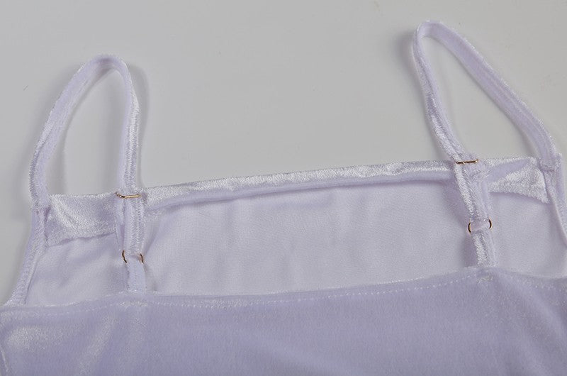 Velvet Swing Collar Sleeveless Slip Sexy Slit Maxi Dress 2024 New Fashion Evening Party Women Elegant Streetwear Y2K