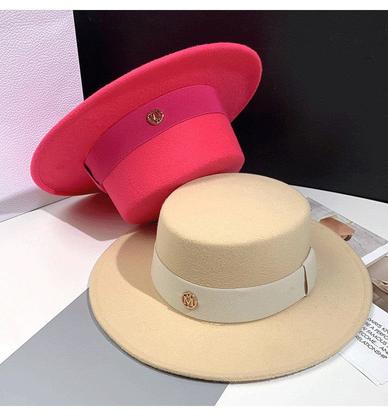 Fedora Hats for Women Flat Top Fashion Elegant Bowler Dress Caps Panama Church Wedding Ribbon Band Hat Men Felt Jazz Hat