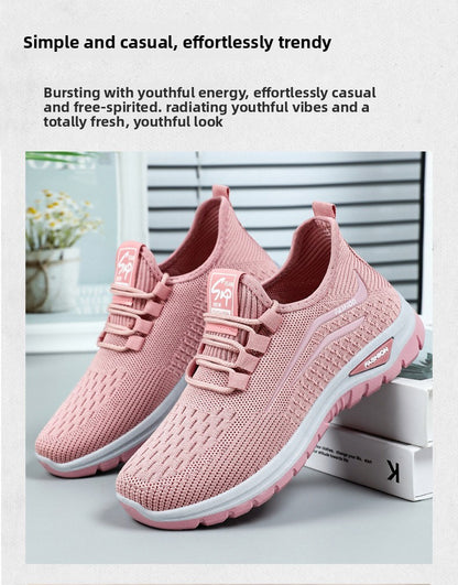 Autumn Women Casual Shoes Breathable Walking Mesh Lace Up Flat Shoes Sneakers Women Tenis Feminino Pink Zapatillas De Mujer