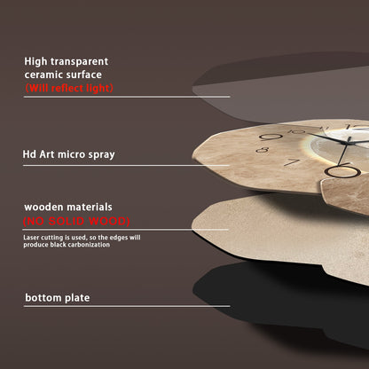 Modern Simple Silent Wall Clock, Moon Design - Quartz Movement, Wooden Material, for Bedroom, Living Room or Office Decoration